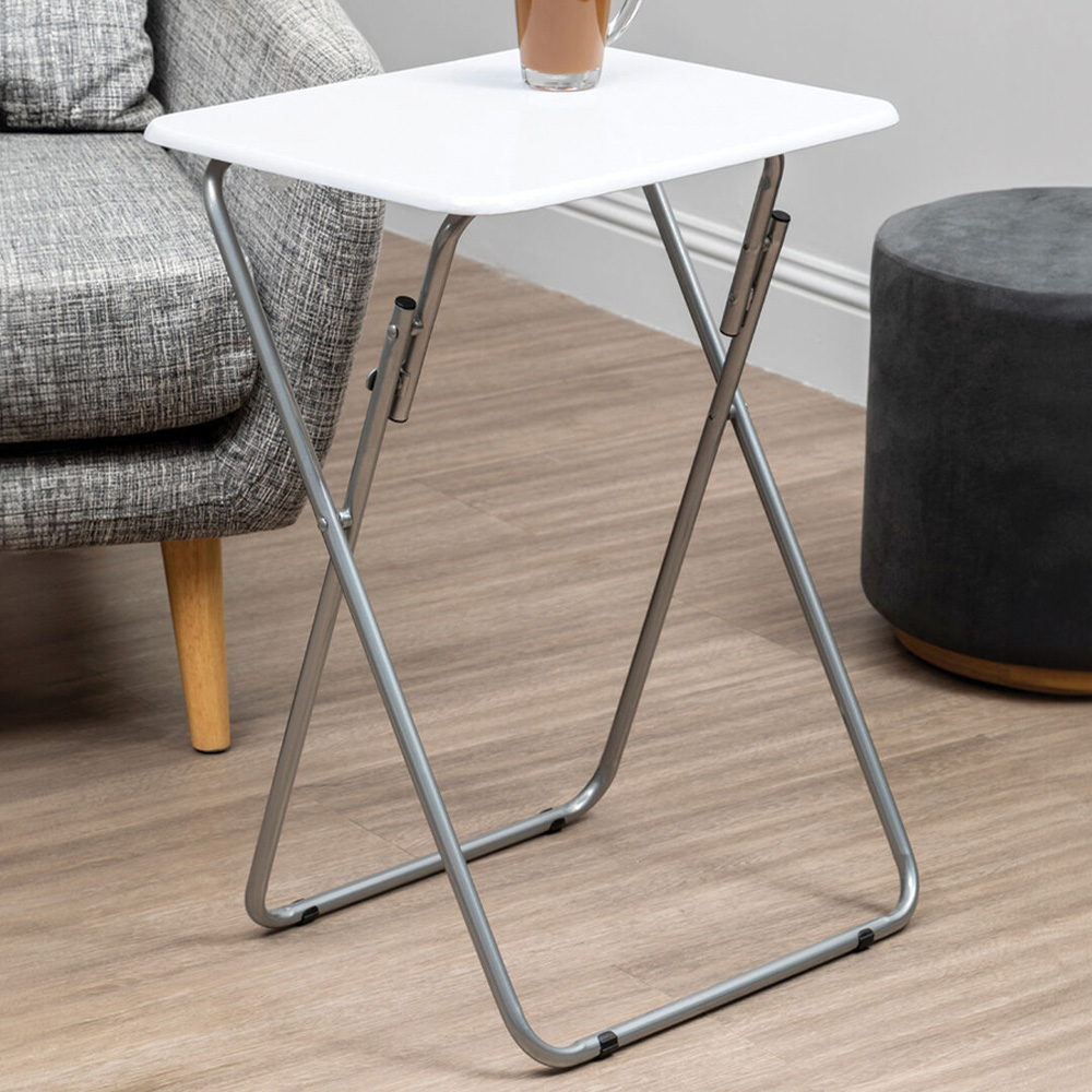 Premier Housewares White Folding Side Table Image 1