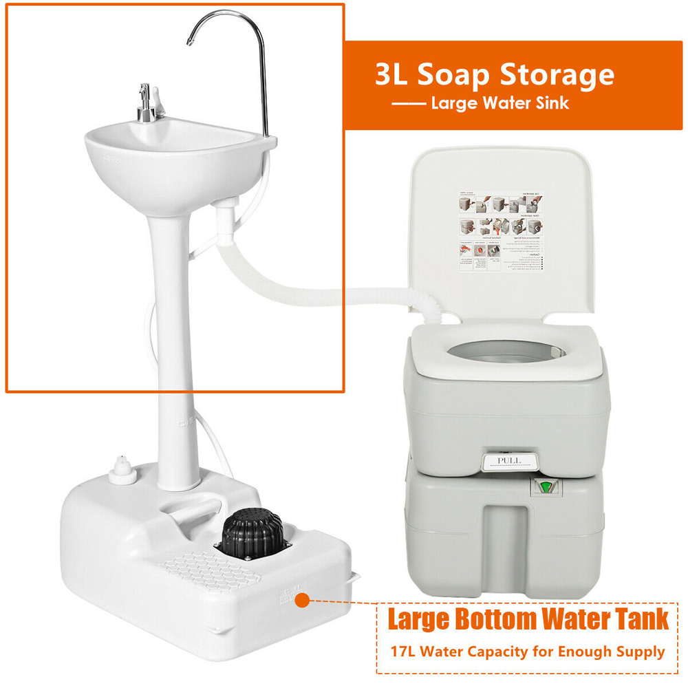 Costway Portable Rolling Camping Sink with Towel Holder Image 5