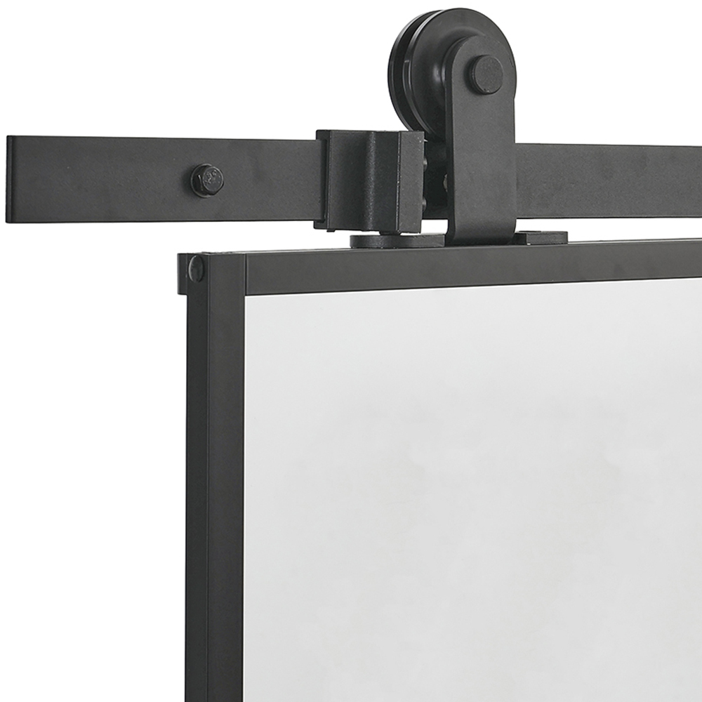 Living and Home 8 Lite Clear Glass Black Barn Door Image 6