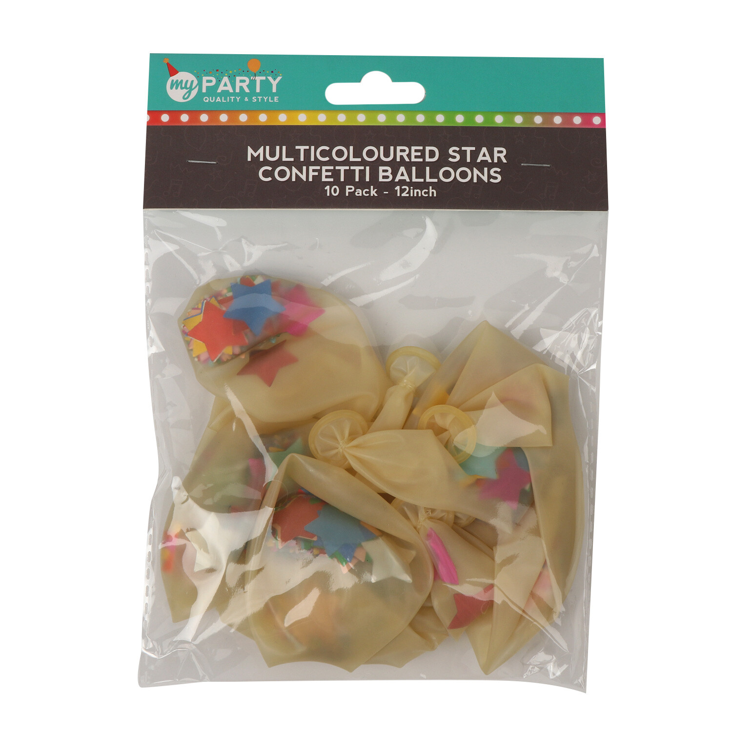 Pack of 10 Star Confetti Balloons - Multicoloured Image