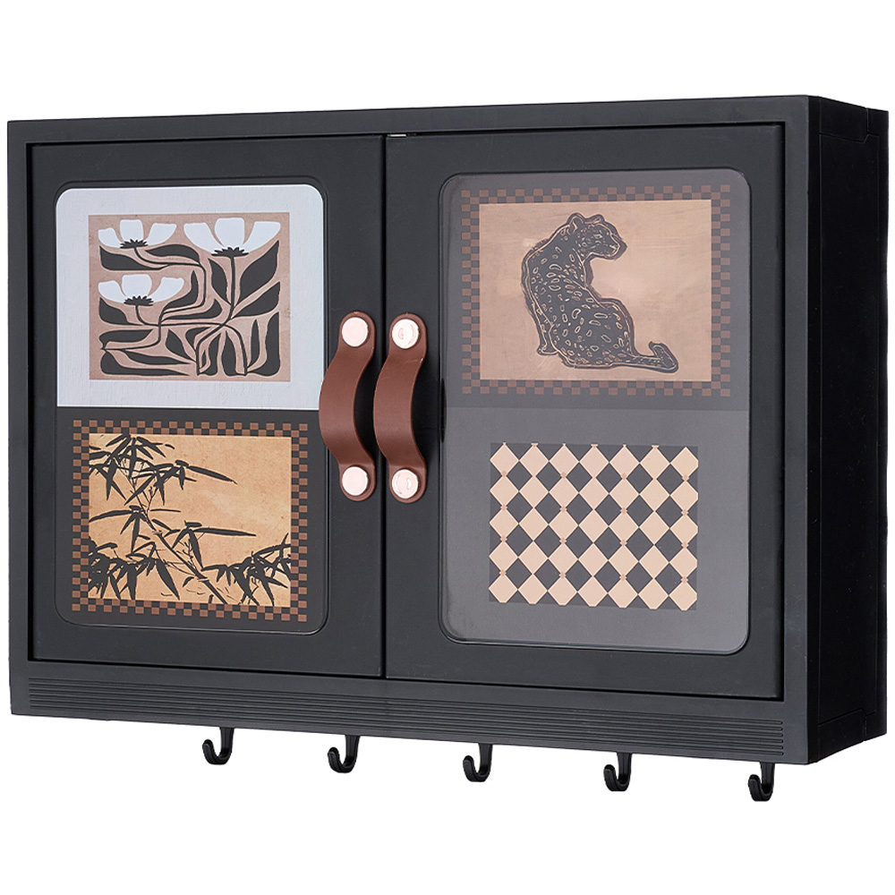 Living and Home Retro Black Foldable Wall Mounted Bathroom Cabinet Image 2