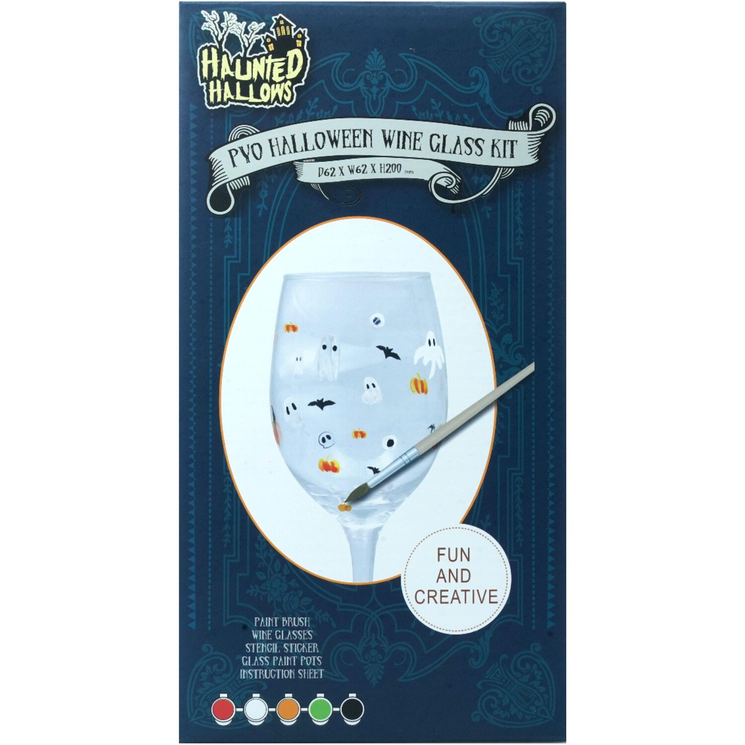 Paint Your Own Halloween Wine Glass Kit Blue Image 1