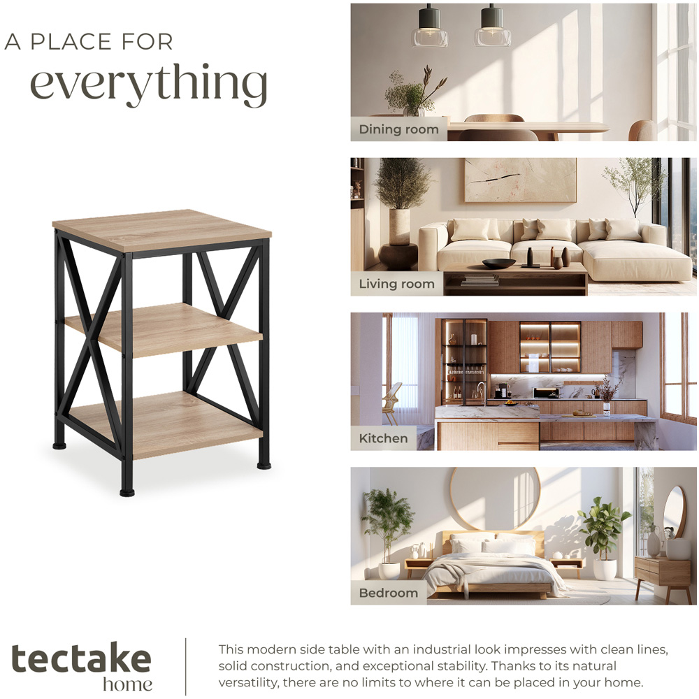 Tectake Nottingham 2 Shelf Sonoma Oak Bedside Table Image 7