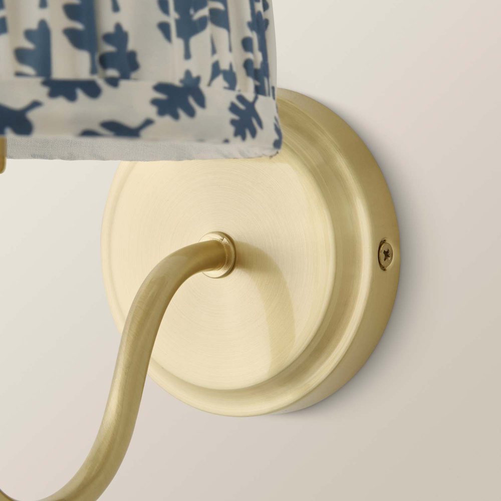 ValueLights Binky Blue Floral Shade Gold Rechargeable Wall Light with Bulb 2 Pack Image 4