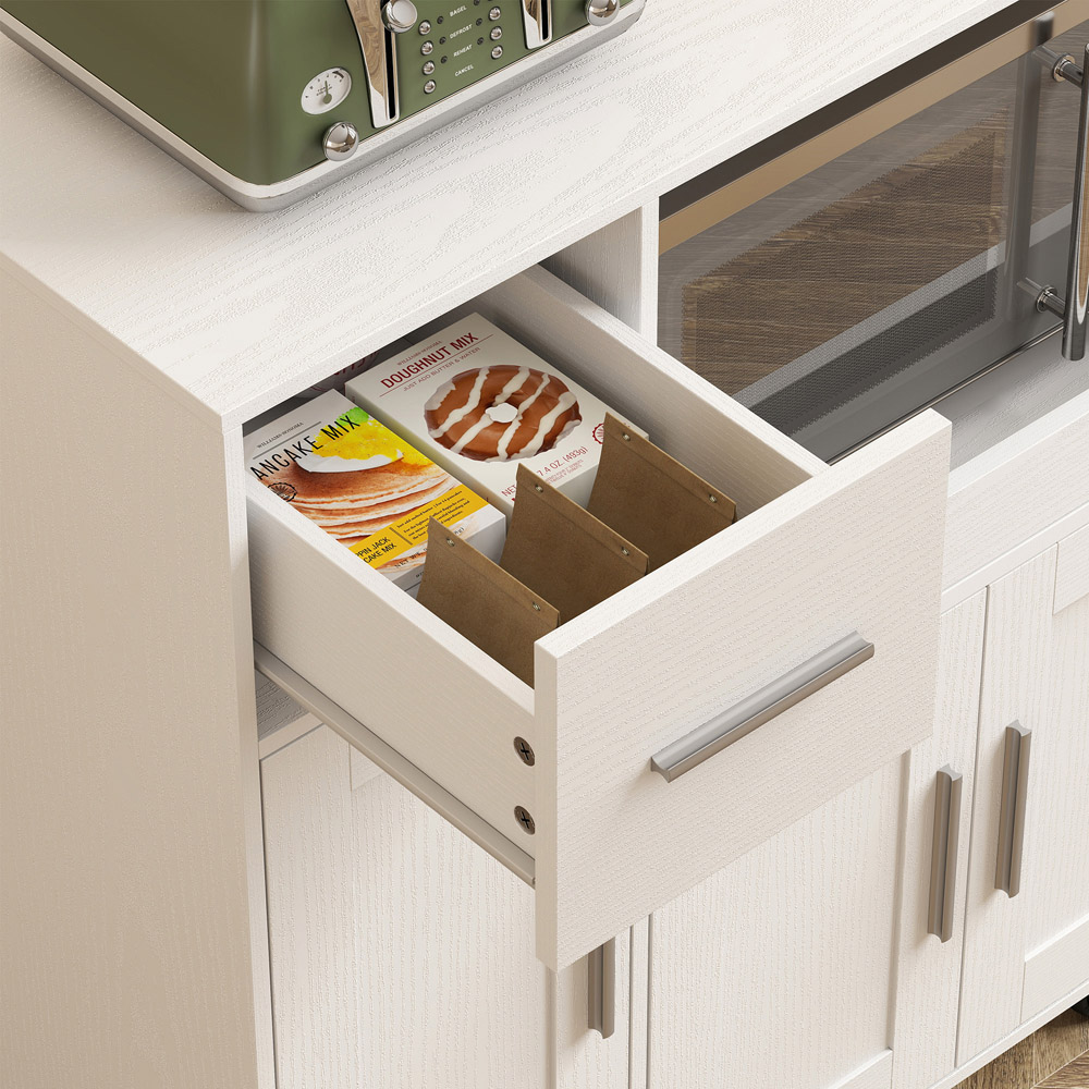 HOMCOM 3 Door Single Drawer Rolling Kitchen Cart Image 2