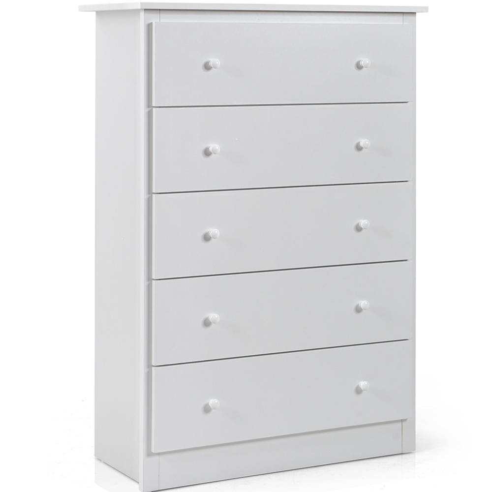 Costway 5 Drawer White Wooden Chest of Drawer Image 2