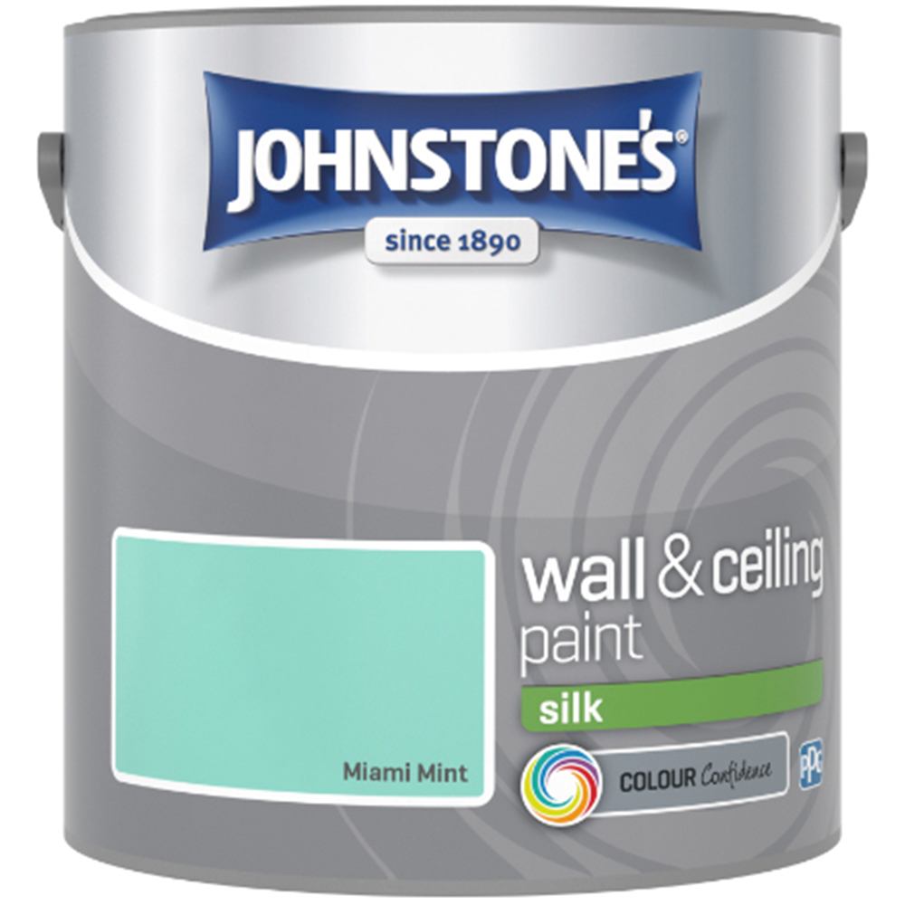 Johnstone's Walls & Ceilings Miami Mint Silk Emulsion Paint 2.5L Image 2