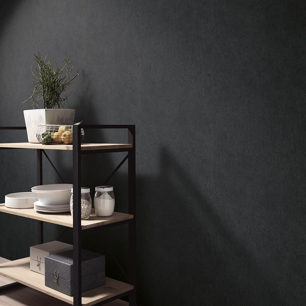 Erismann Savannah Textured Plain Non Woven Black Wallpaper Image 3