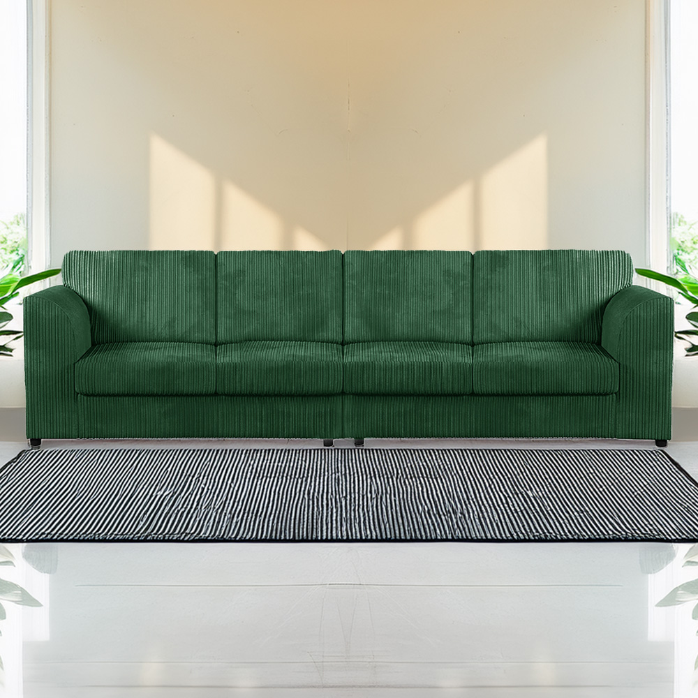 Luxor 4 Seater Green Jumbo Cord Full Back Sofa Image 1