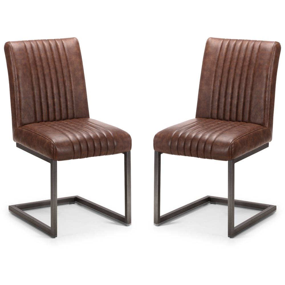 Julian Bowen Brooklyn Set of 2 Brown Dining Chair Image 2