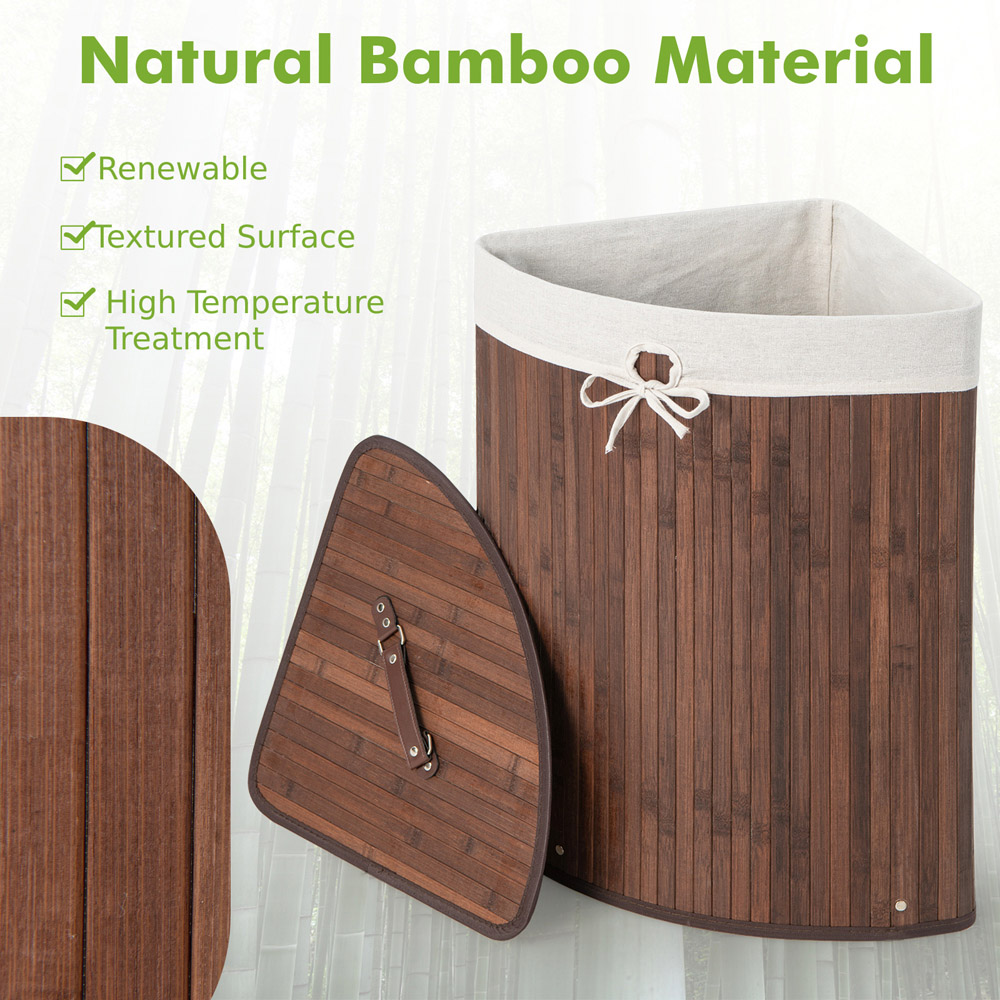 Costway Coffee Laundry Hamper with Lid Image 6