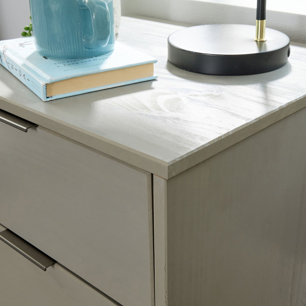 Home Source Acadia 2 Drawer Grey Bedside Table with Metal Hairpin Legs Image 6