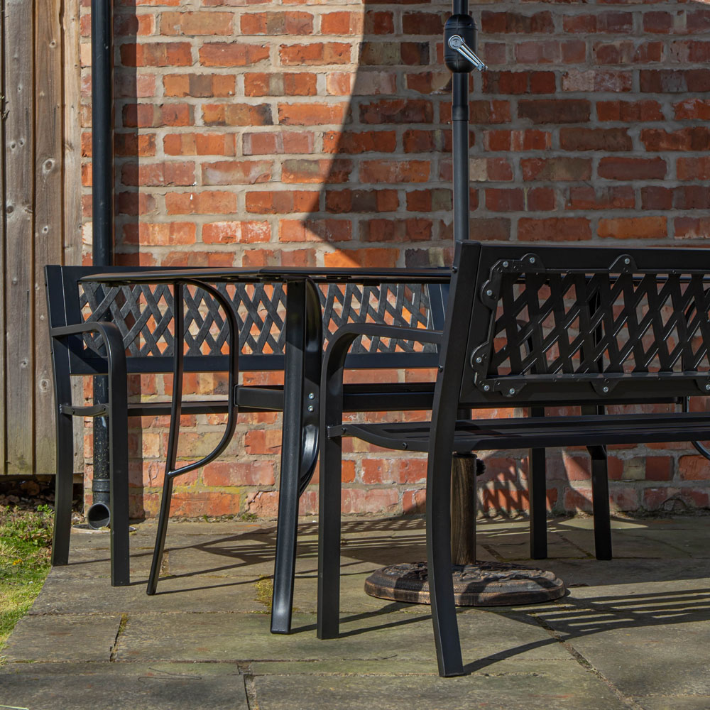 Samuel Alexander 4 Seater Garden Dining Table with Bench and Beige Havana Parasol and Base 2m Image 3