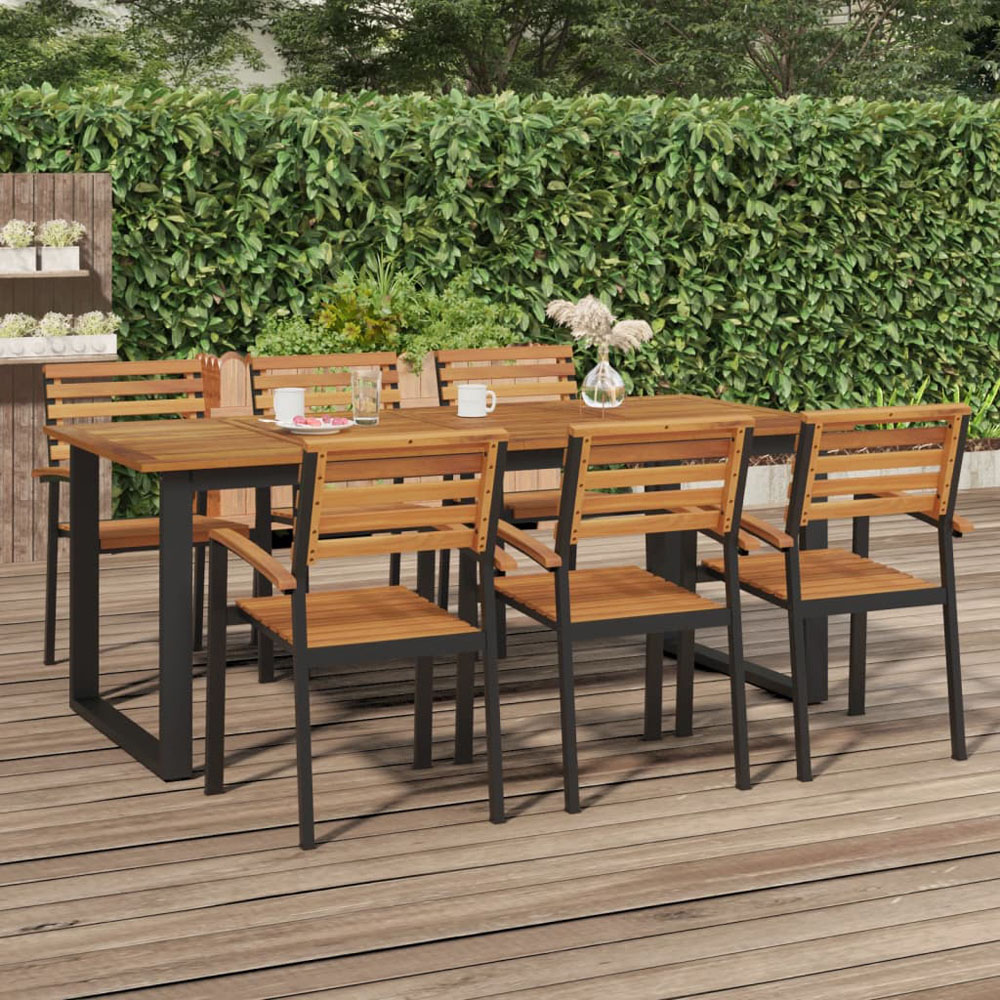 vidaXL Brown and Grey Solid Wood Acacia Garden Table 200cm Image 1