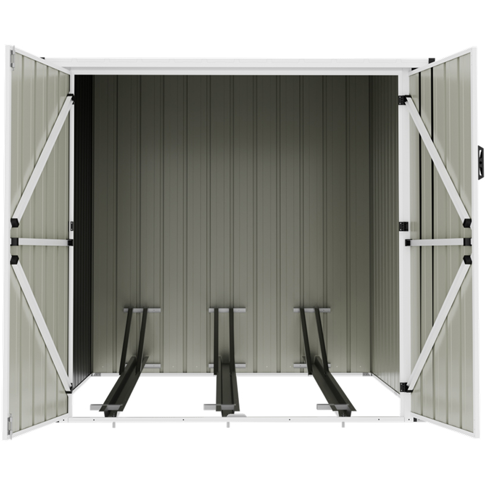 Living and Home 5 x 6ft Anthracite and White Slope Roof Bicycle Outdoor Storage Shed with 3 Tracks Image 3