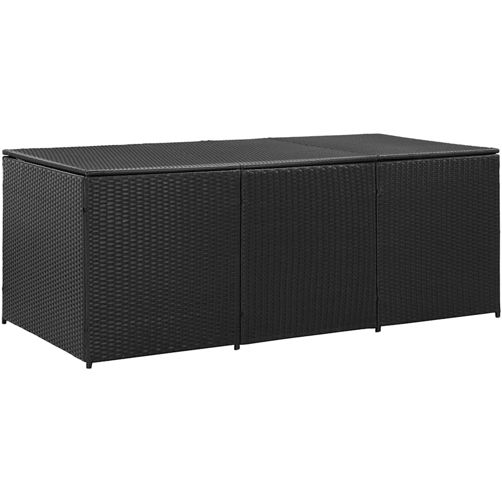 Walplus 180 x 90 x 70cm Black Poly Rattan Garden Storage Box Image 1