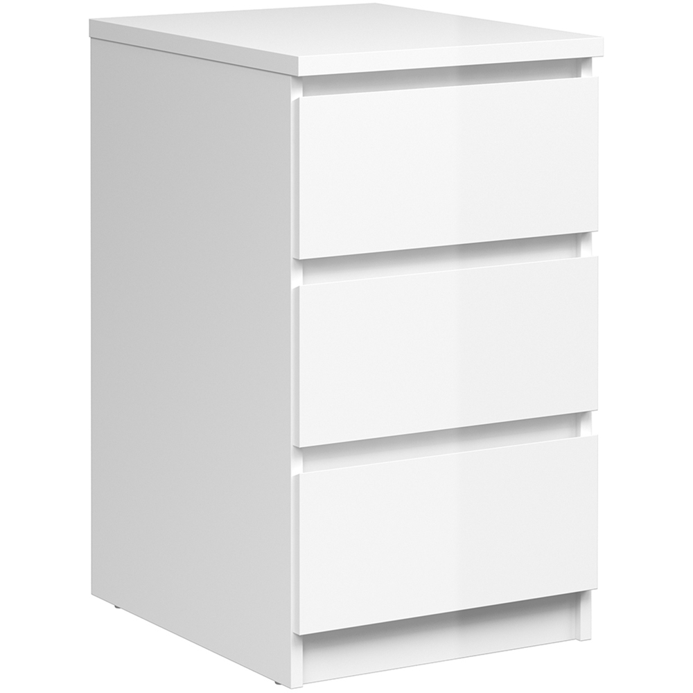 Florence 3 Drawer White High Gloss Bedside Table Image 2