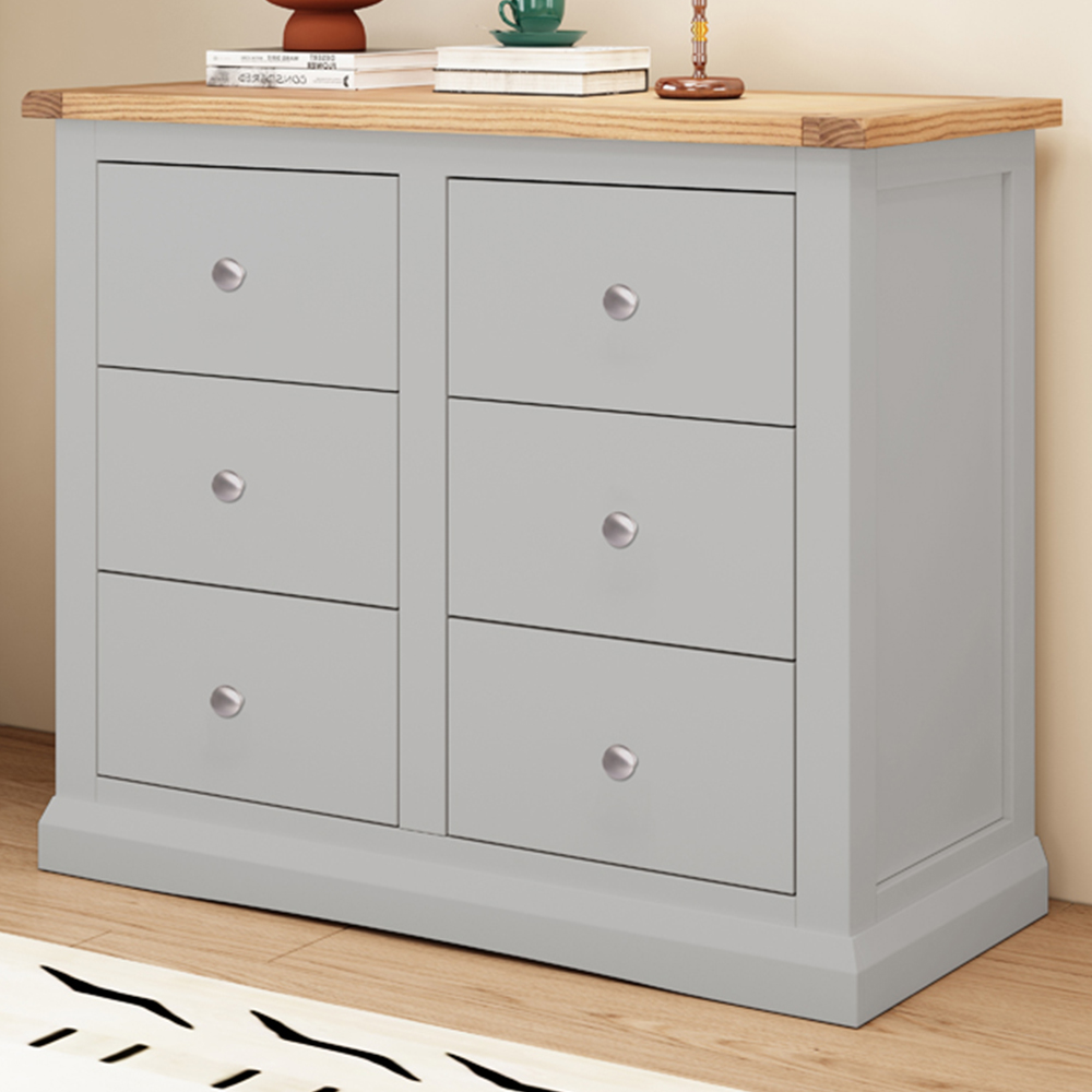 Cabinet Bits Rocca 6 Drawer Grey Chrome Knob Chest of Drawers Image 1