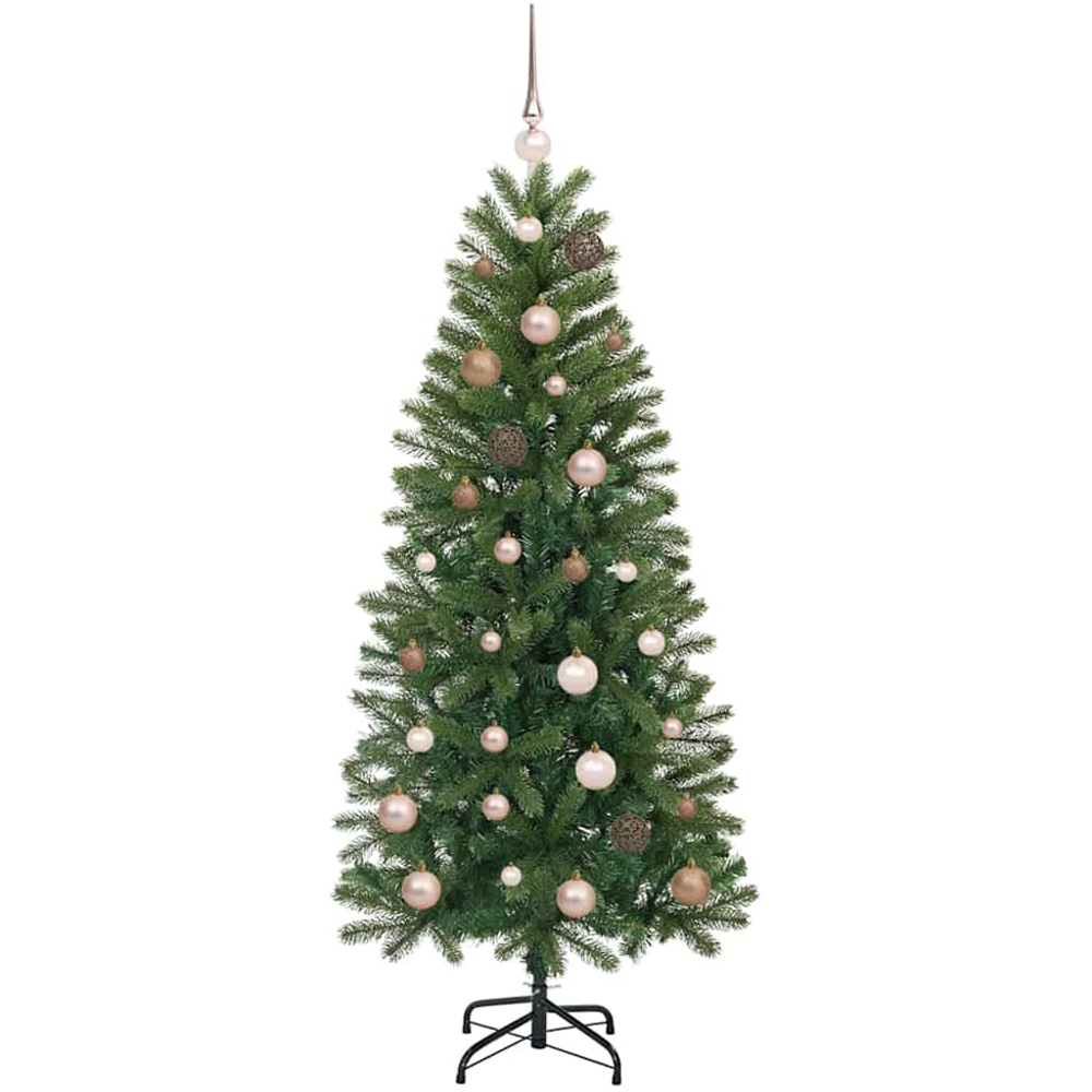 vidaXL Pre-Lit Rose Gold Baubles Green Artificial Christmas Tree 5ft Image 4