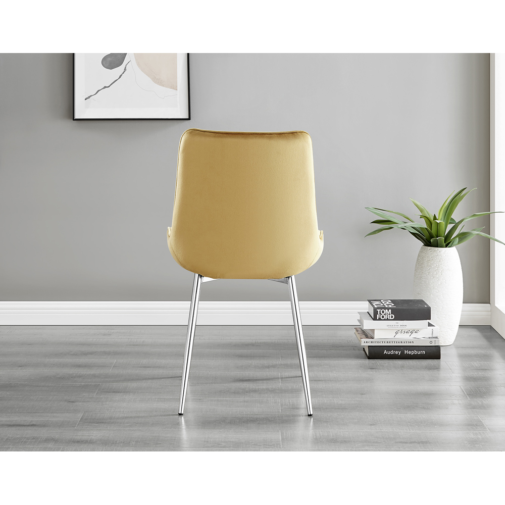 Furniturebox Valera Set of 2 Mustard Yellow and Chrome Velvet Dining Chair Image 5
