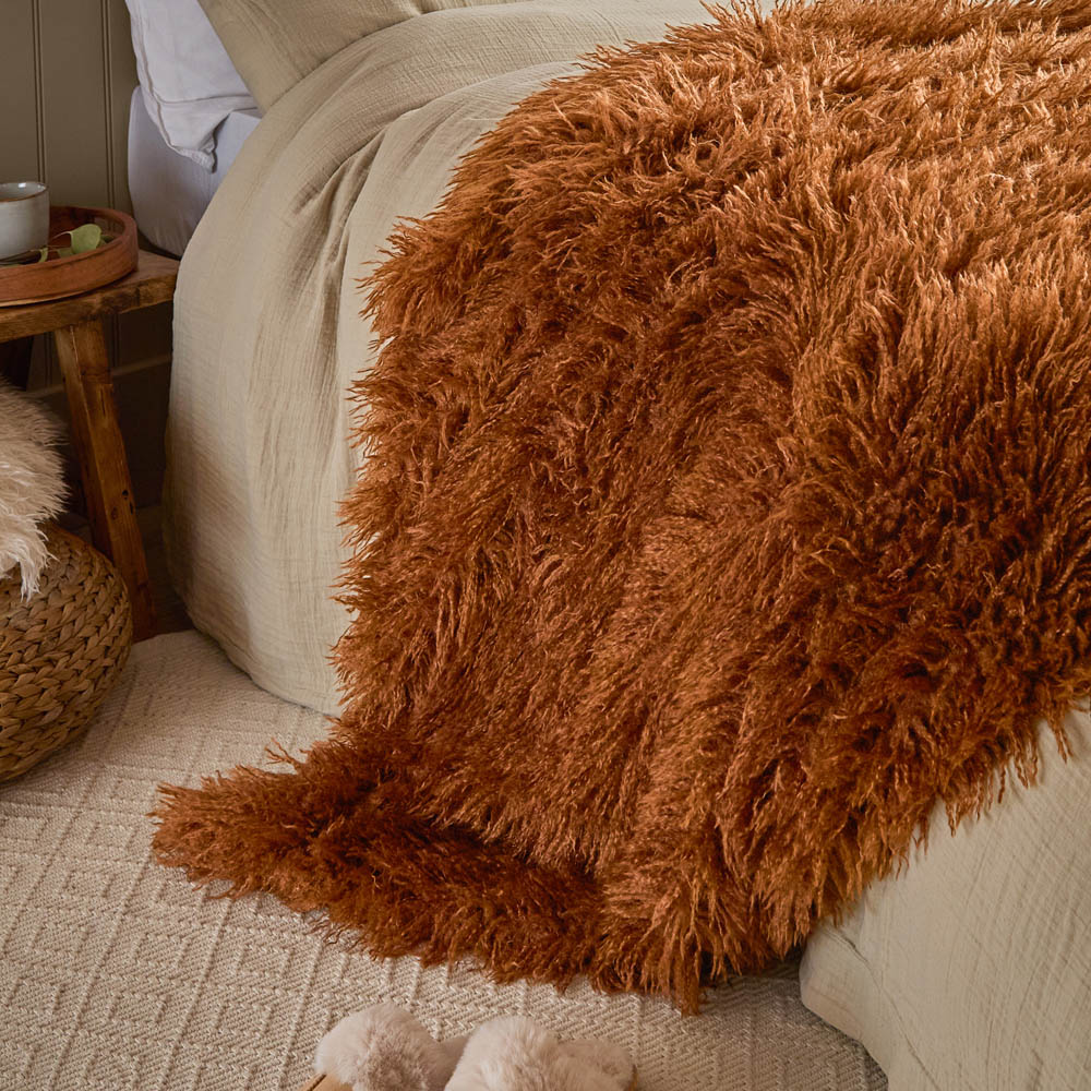 Furn Rowan Ginger Faux Fur Reversible Throw 130 x 175cm Image 2