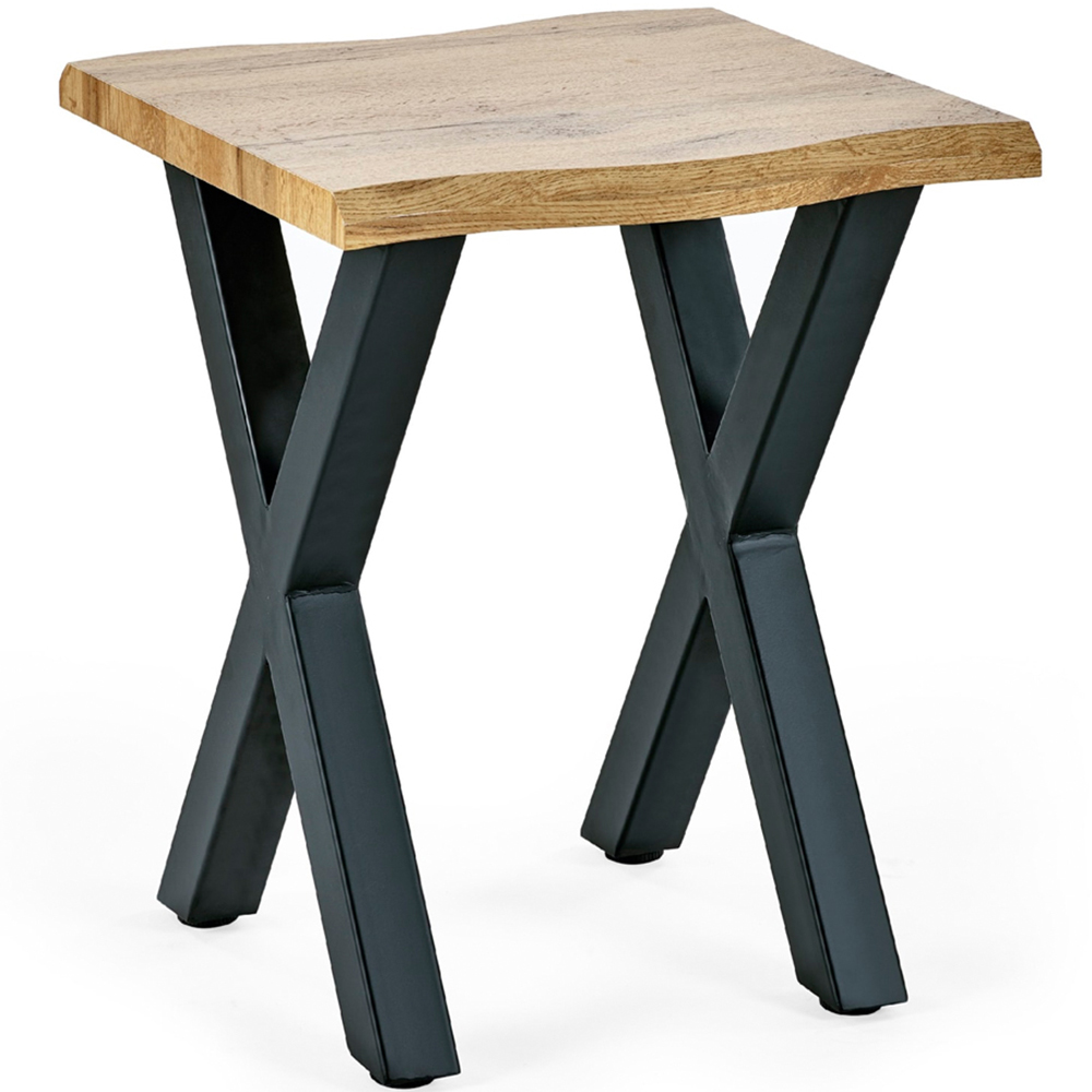 Julian Bowen Harvey Oak Effect Matt Black Steel Lamp Table Image 2