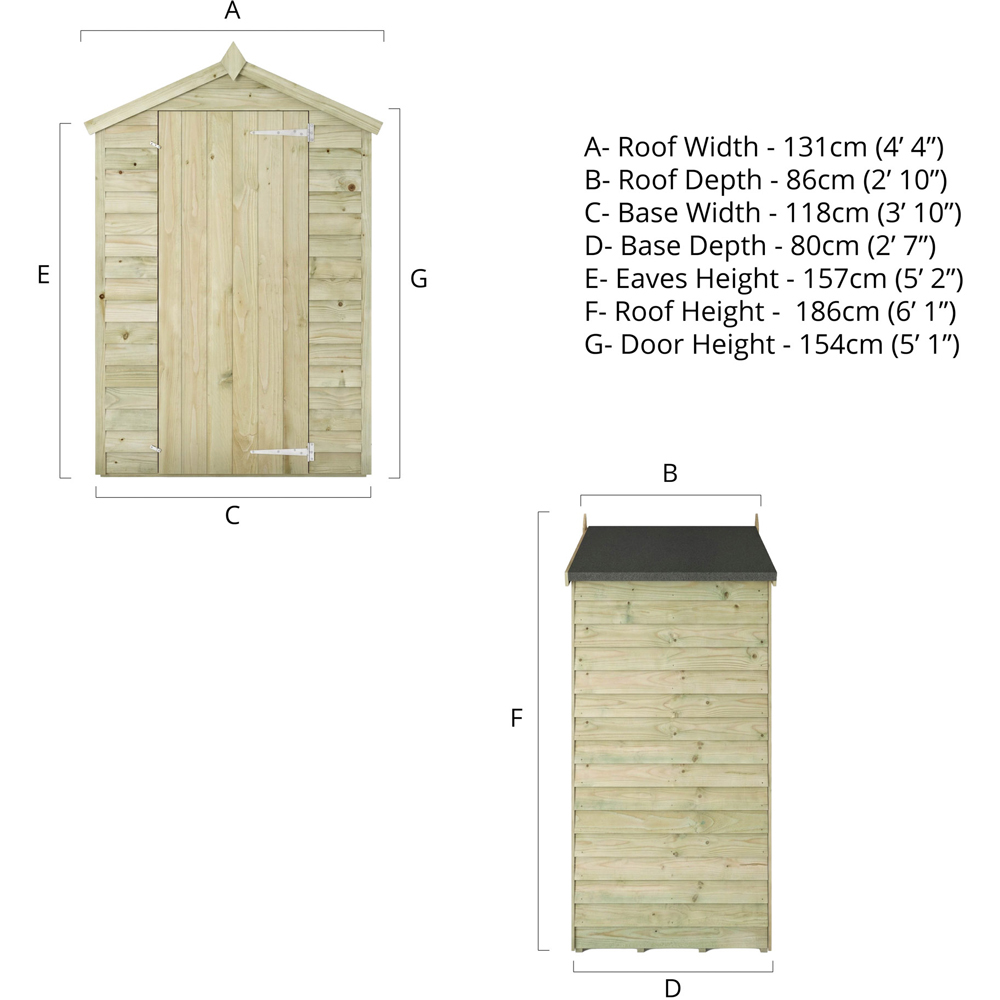 Mercia 3 x 4ft Overlap Apex Garden Shed Image 9