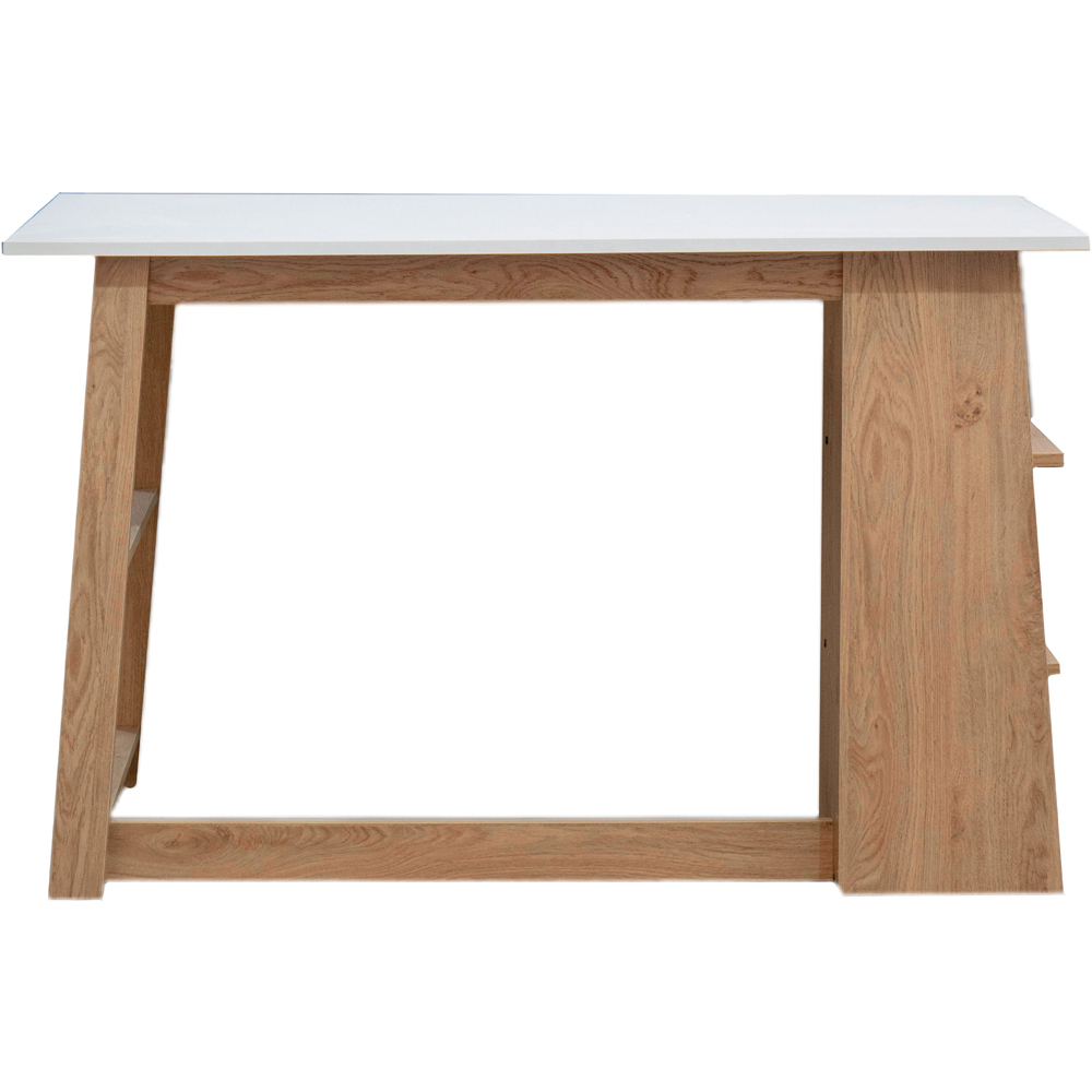 TTAP Monza Oak Effect and White Top 3 Shelf Office Computer Desk Image 4