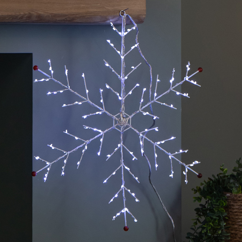 Samuel Alexander White LED Light Up Metal Christmas Snowflake Decoration Image 1