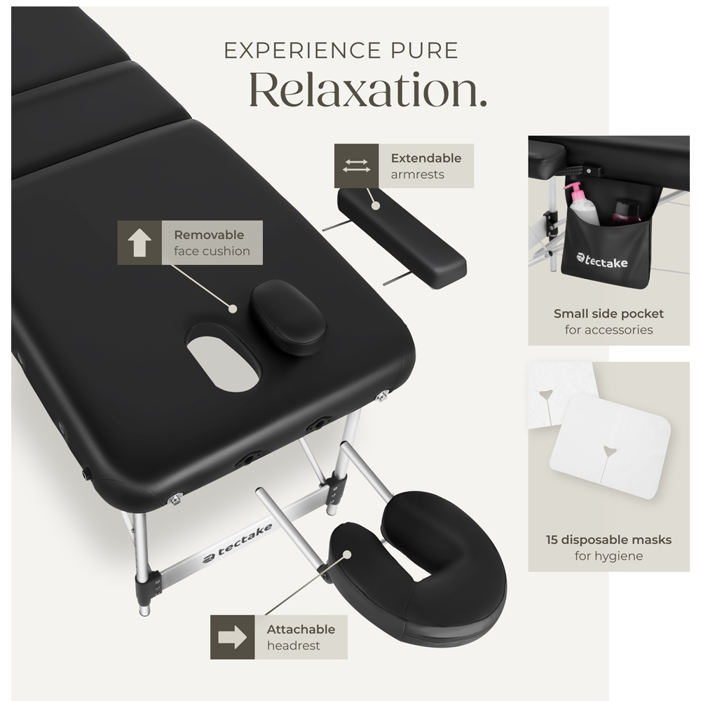 Tectake Phuket 3 Zone Black Massage Table Image 5