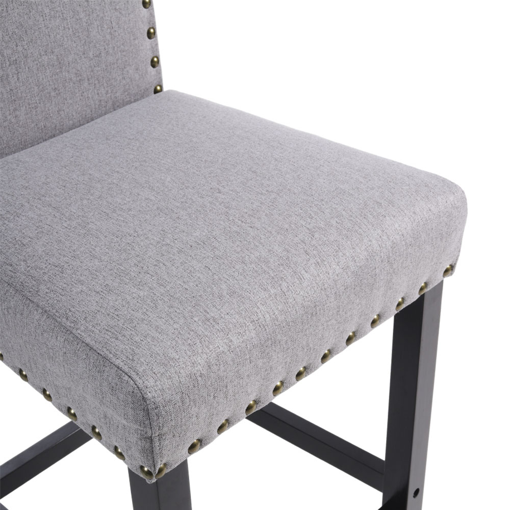 Living and Home Grey Linen Kitchen Counter Bar Stool Set of 2 Image 4