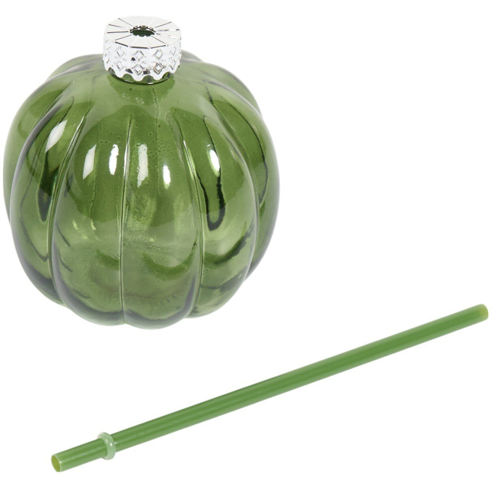 Pumpkin Shape Glass with Lid and Straw Image 7