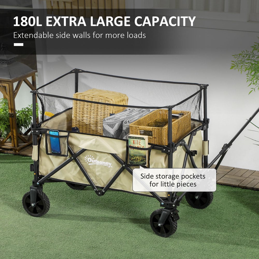 Outsunny Khaki Folding Garden Trolley 180L Image 4