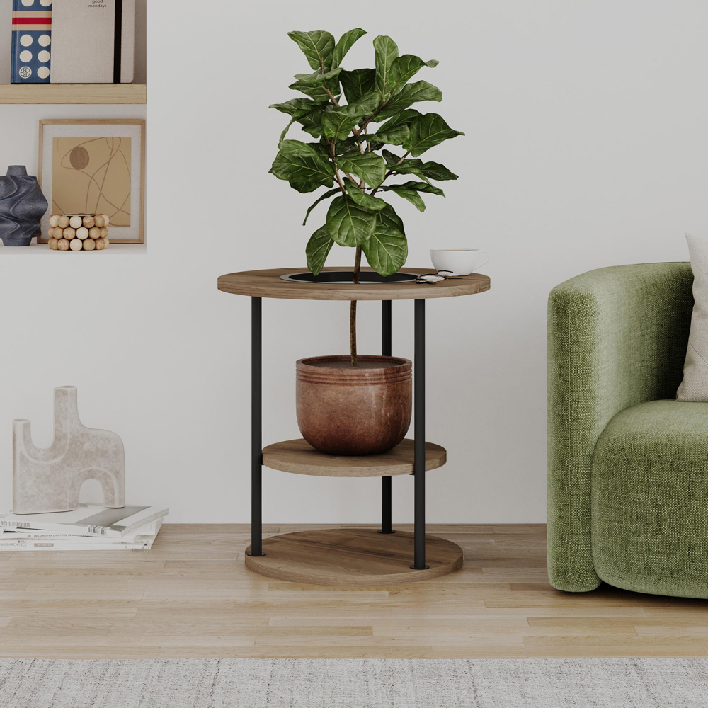 Decortie Grova 3-Tier Dark Oak Effect Side Table Image 6