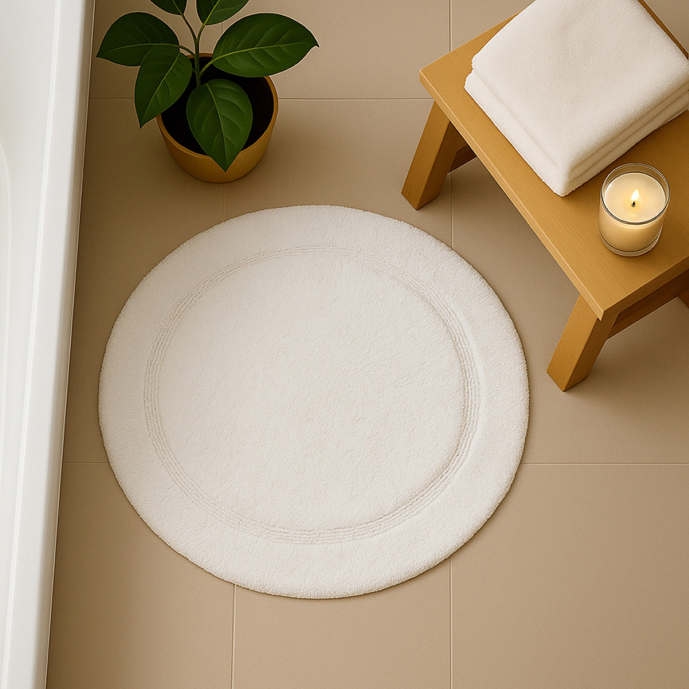 Allure Bath Fashions Round White Non Slip Bath Mat 65cm Image 2