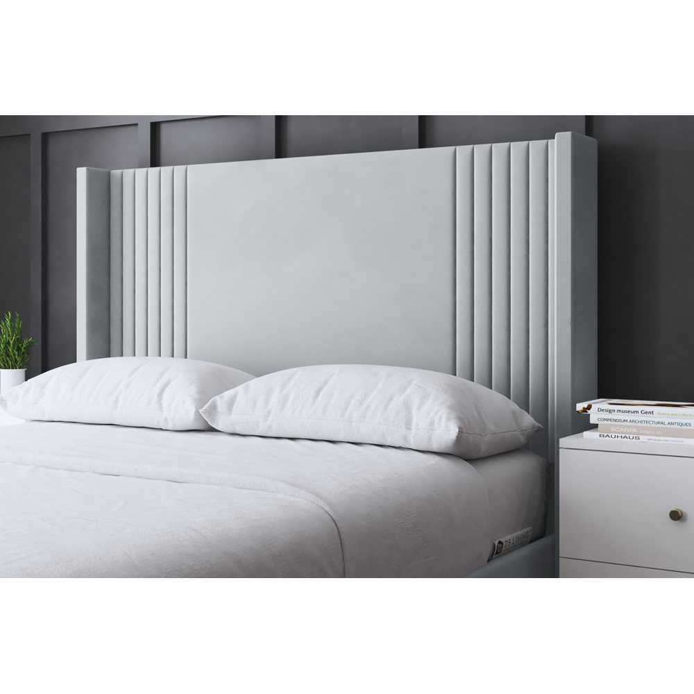 DS Living Elara King Size Silver Winged Panel Ottoman Bed with Headboard Image 3