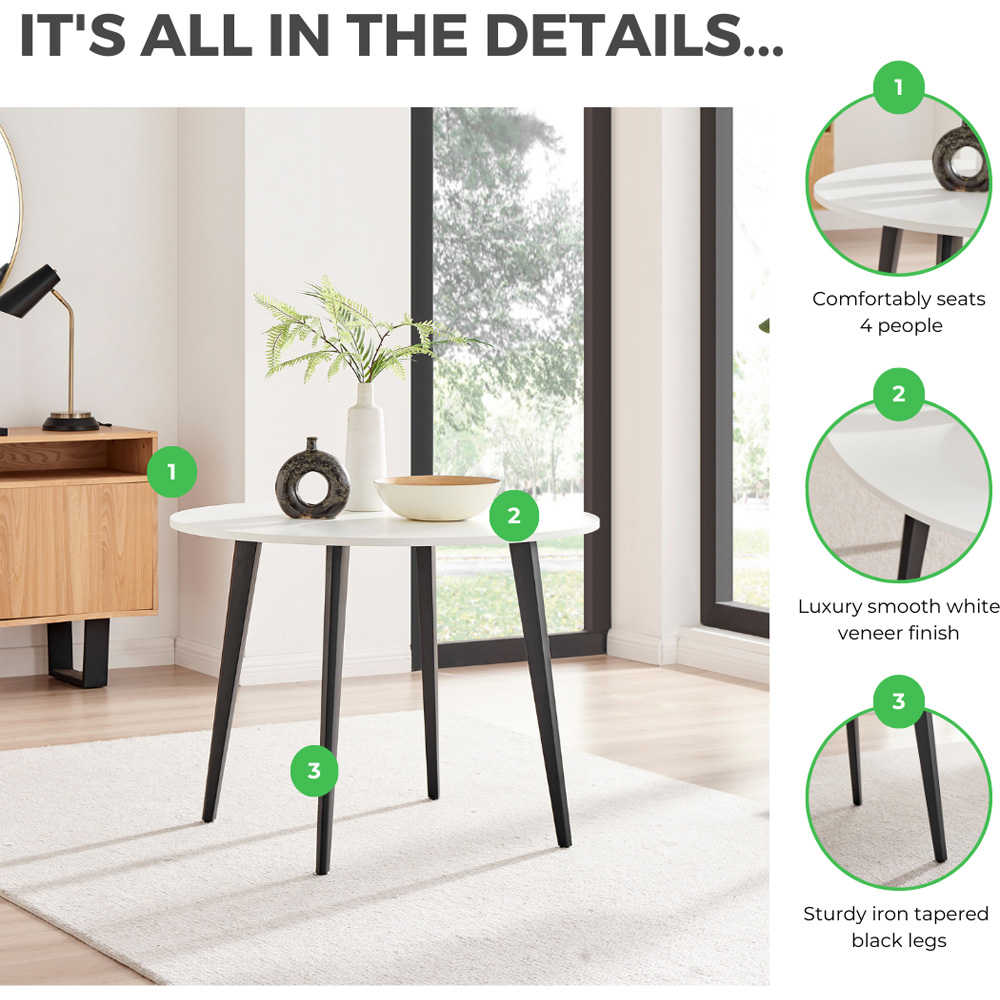 Furniturebox Kimmi Round Dining Table White and Black Image 6