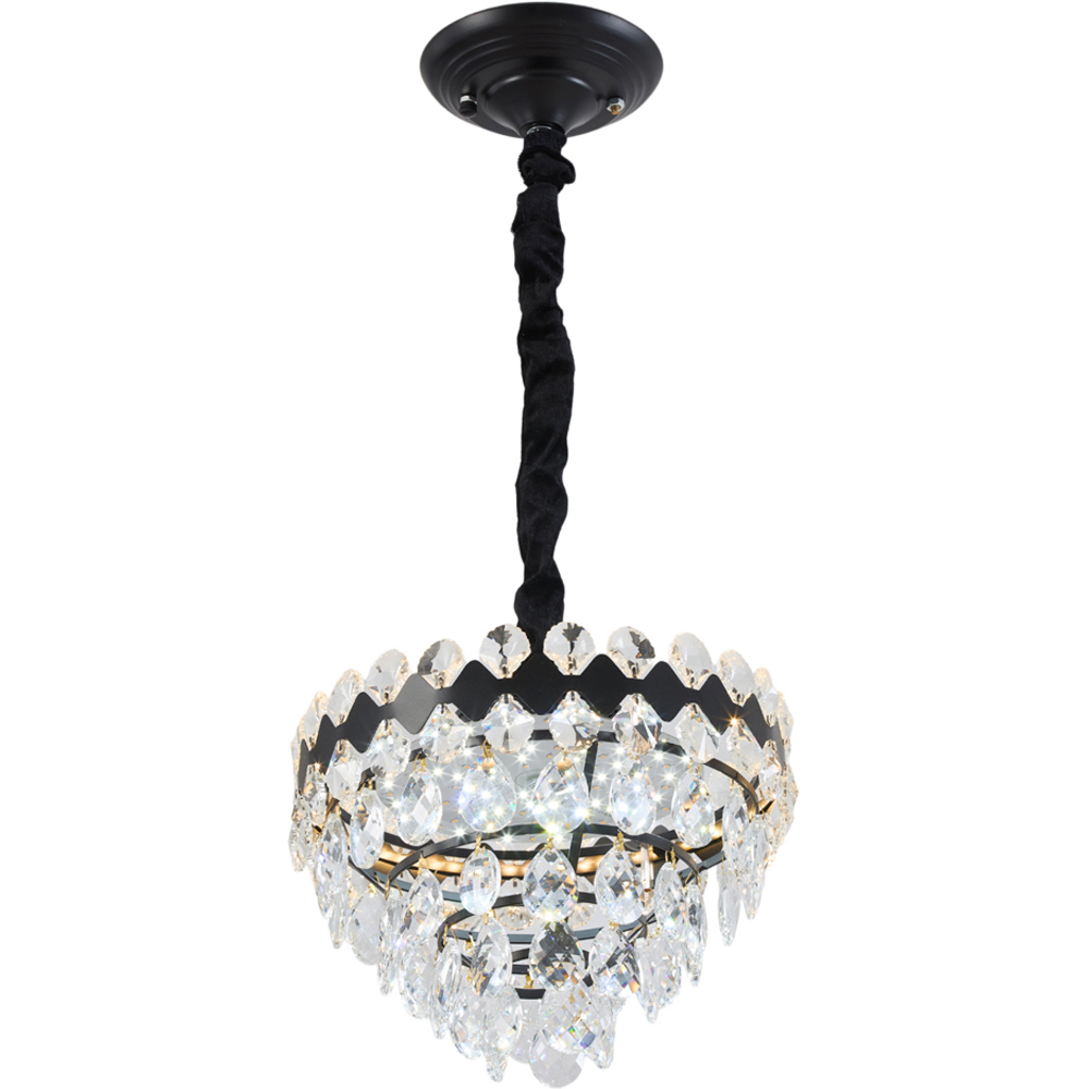 Living and Home Black Iron Crystal Chandelier LED Pendant Light Image 3