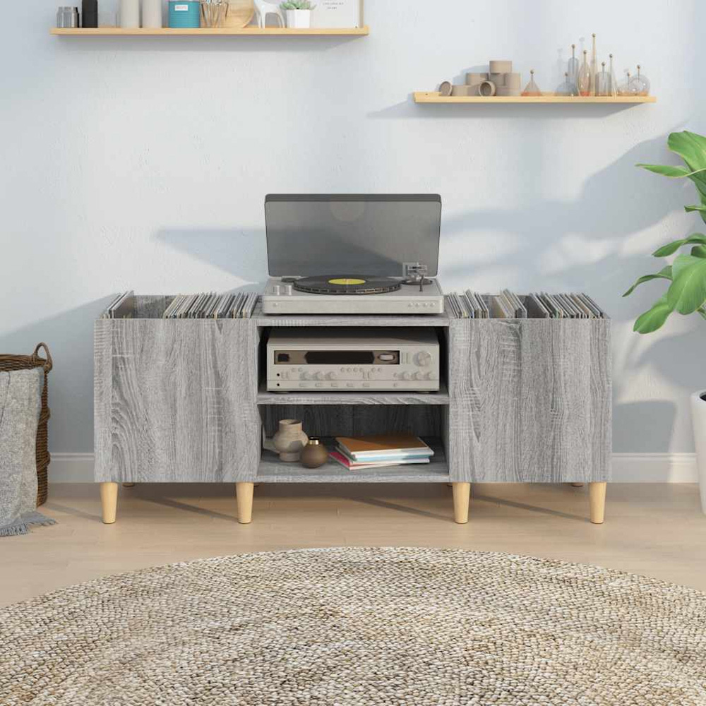 vidaXL 2 Shelf Grey Sonoma Record Cabinet Image 7