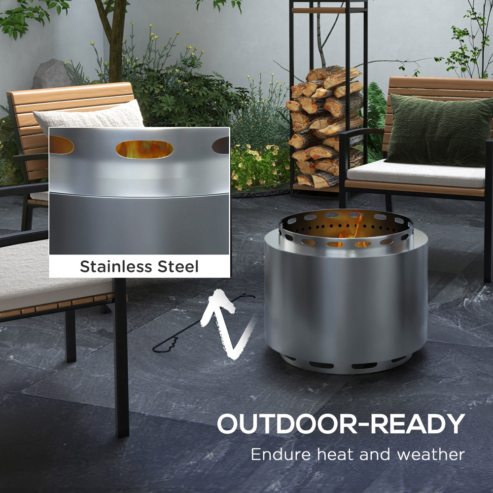 Outsunny Smokeless Silver Fire Pit Image 6