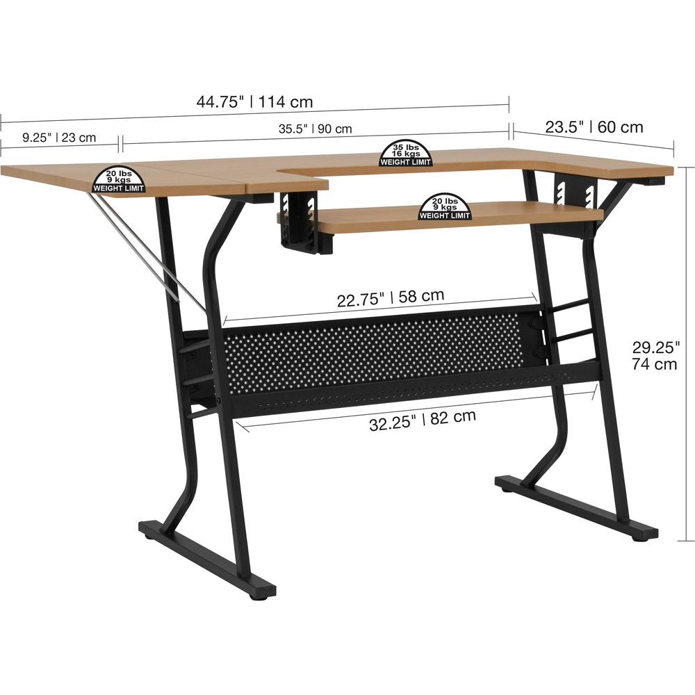 Sewing Online Eclipse 13368 2 Shelf Black and Maple Hobby and Sewing Table Image 9