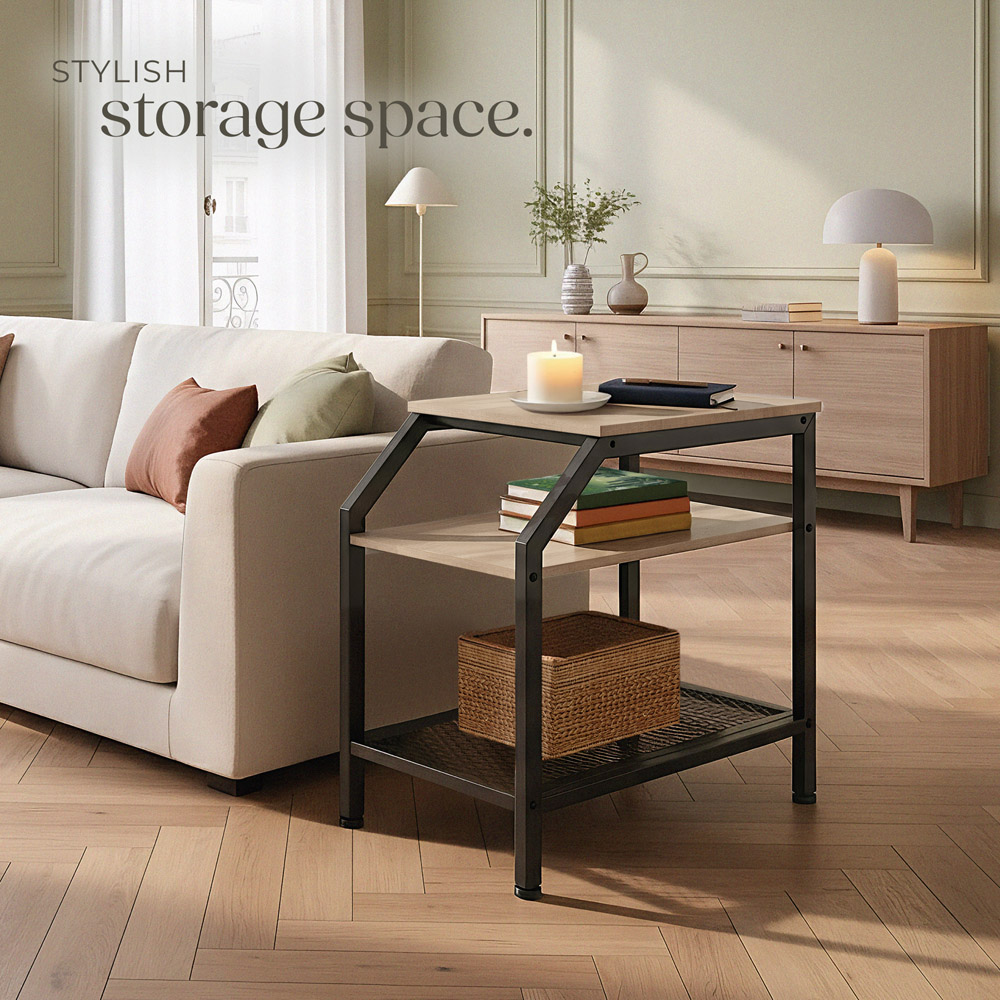 Tectake Plymouth 2 Grid Shelf Sonoma Oak Bedside Table Image 8