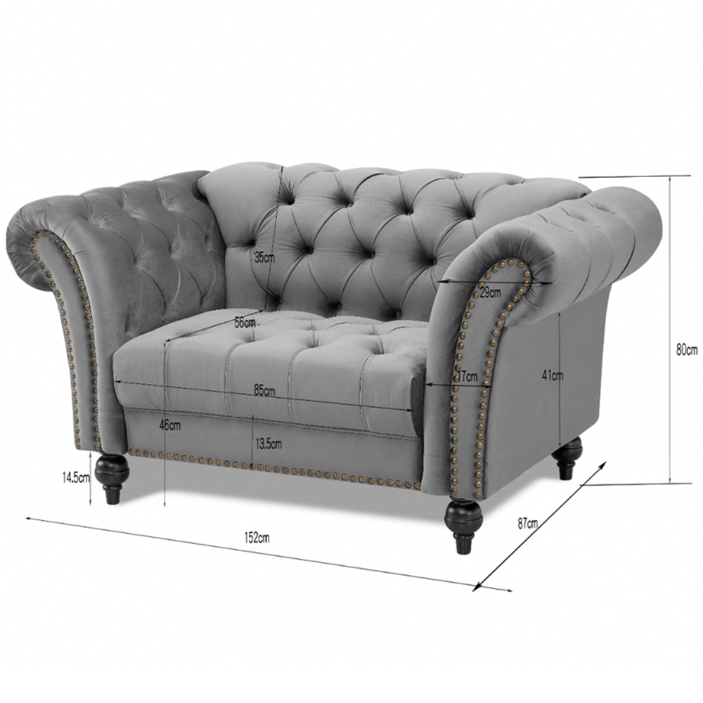 Home Detail Mayfair Grey Velvet Curved Sofa Chair Image 8