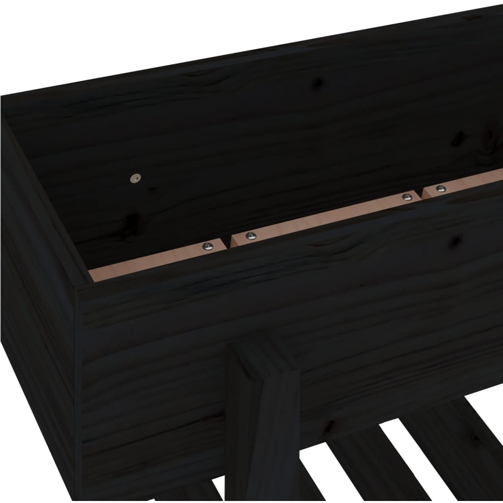 vidaXL Black Pine Wood Garden Planter 69 x 30 x 62cm Image 6