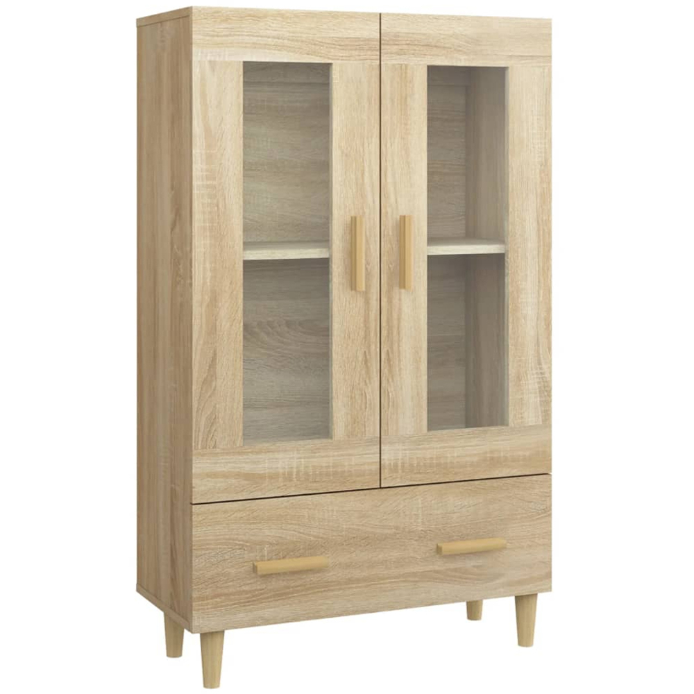 vidaXL 2 Glass Door Single Drawer Sonoma Oak Highboard Image 2