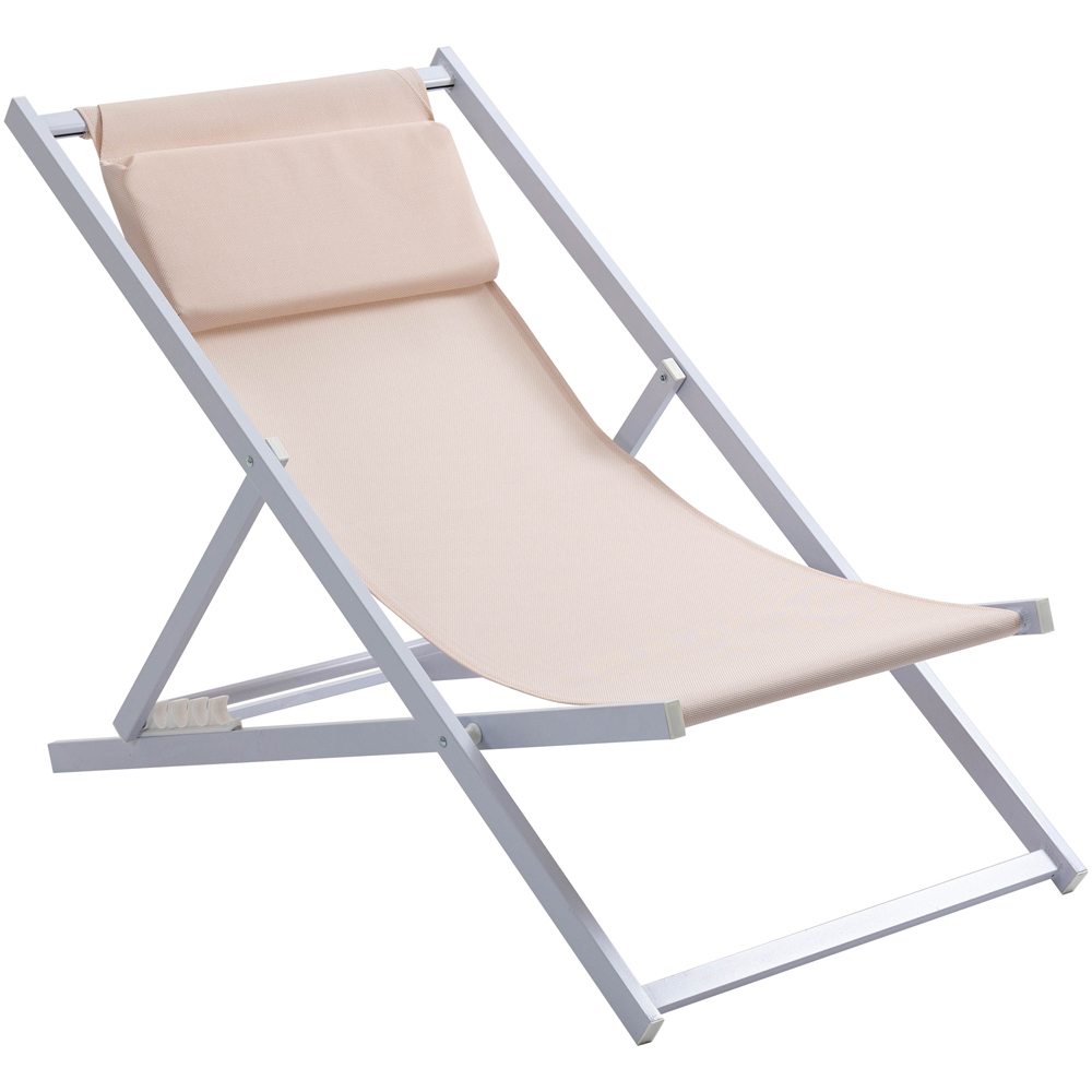 Outsunny Set of 2 White Folding Deck Chairs Image 3