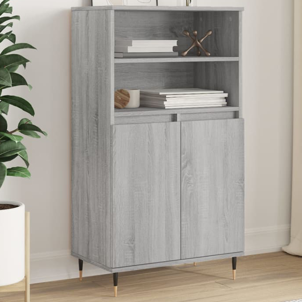 vidaXL 2 Door 2 Shelf Grey Sonoma Highboard Image 1