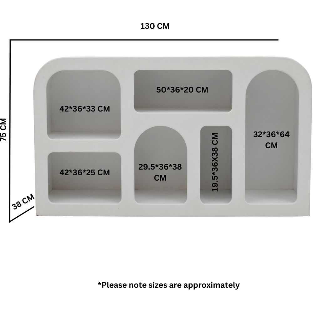 IH Design Udaipur 5 Shelf White Wood Medium Display Cabinet Image 6