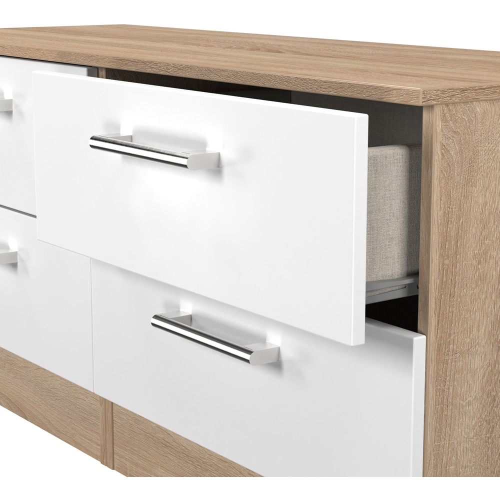 Crowndale Devon 4 Drawer Matt White and Bardolino Oak Bed Box Ready Assembled Image 6