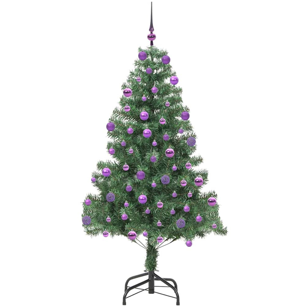vidaXL Pre-Lit Lilac Baubles Green Artificial Christmas Tree 7ft Image 4